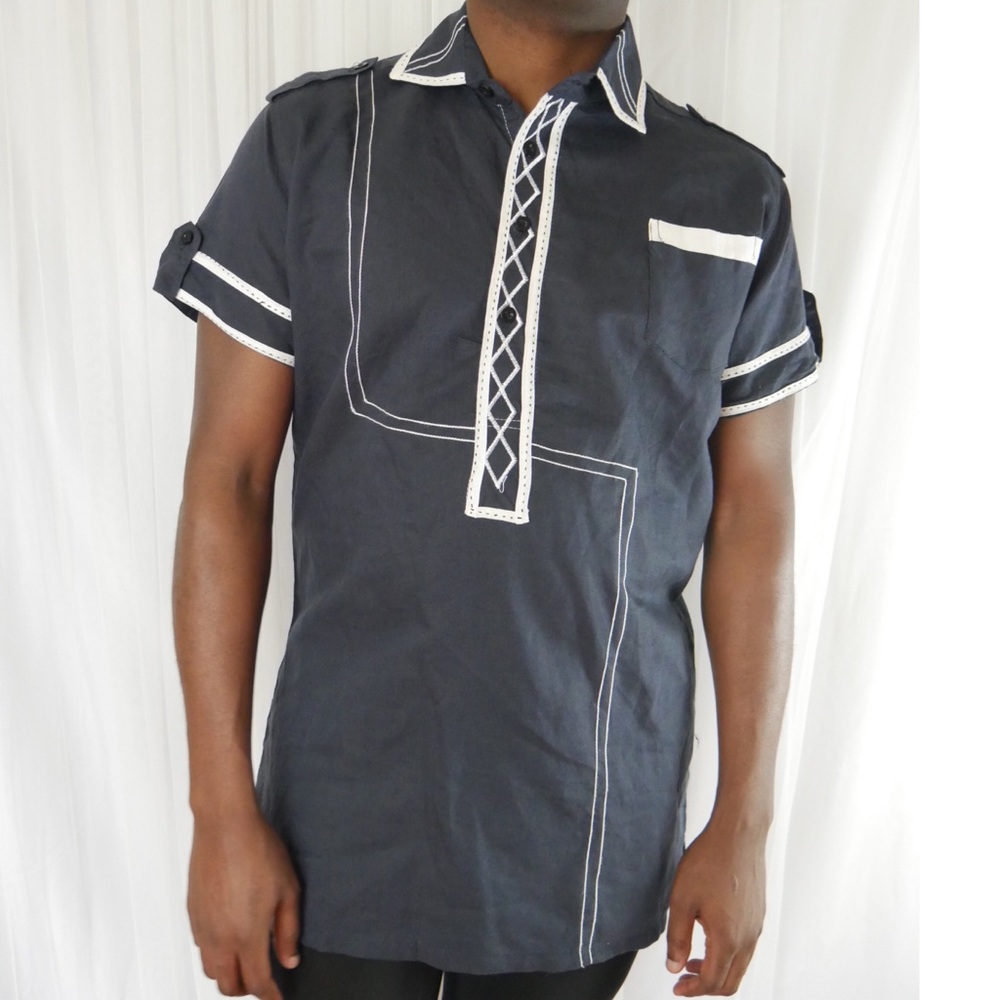 Men’s American Eagle Embroidered Polo - Navy/White